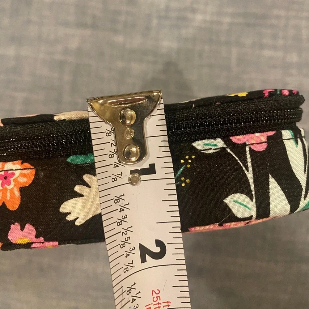 Vera Bradley Floral Citrus Black Zip Around Tech Pencil Case Organizer Pouch